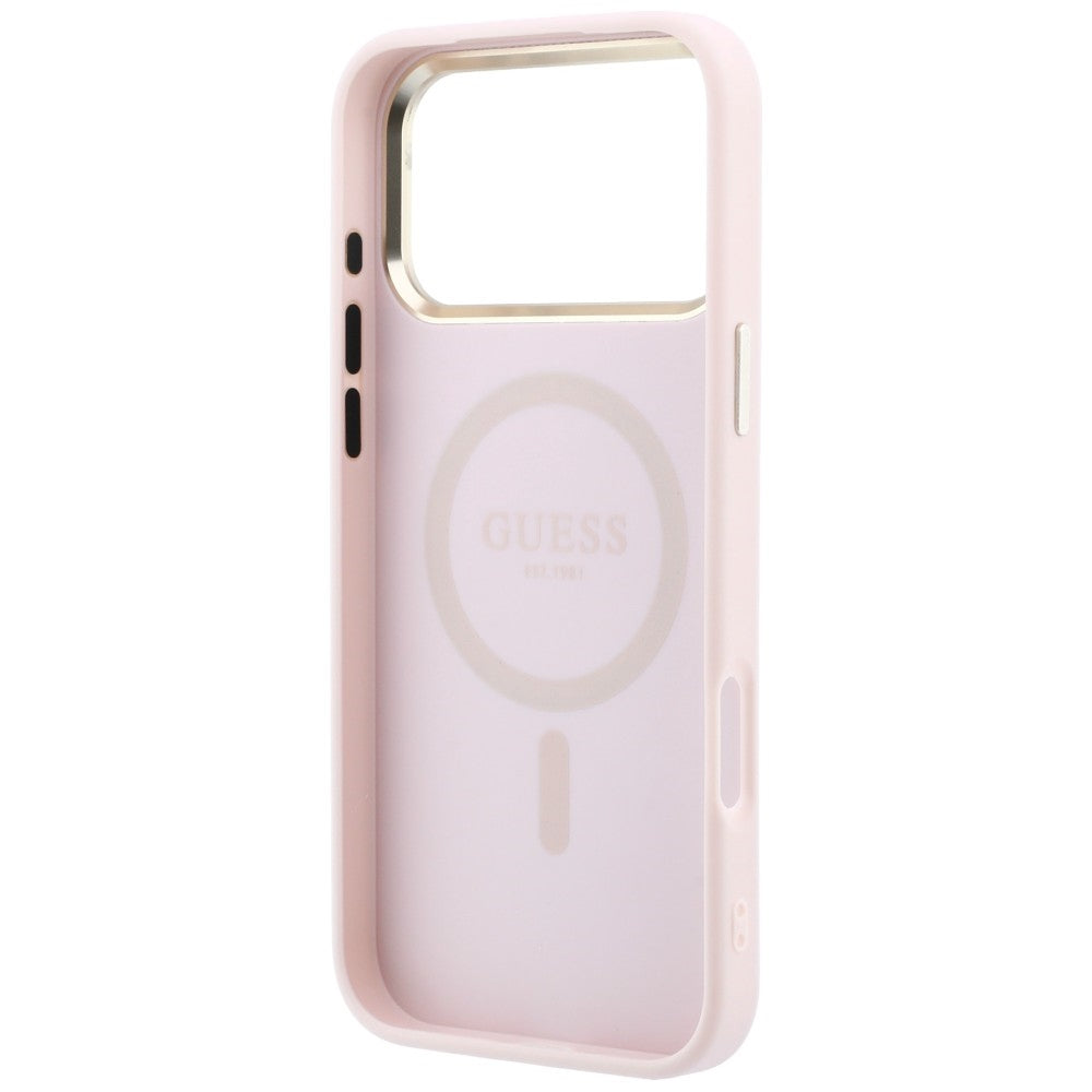 Etui MagSafe do Apple iPhone 18 Pro Max / 17 Pro Max, Guess, Saffiano Small 4G Classic, Różowe