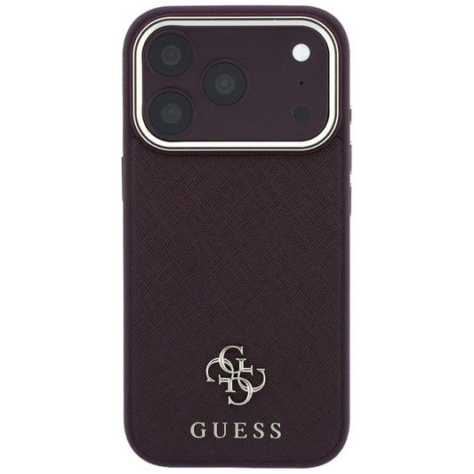 Etui MagSafe do Apple iPhone 18 Pro Max / 17 Pro Max, Guess, Saffiano Small 4G Classic, Wiśniowy