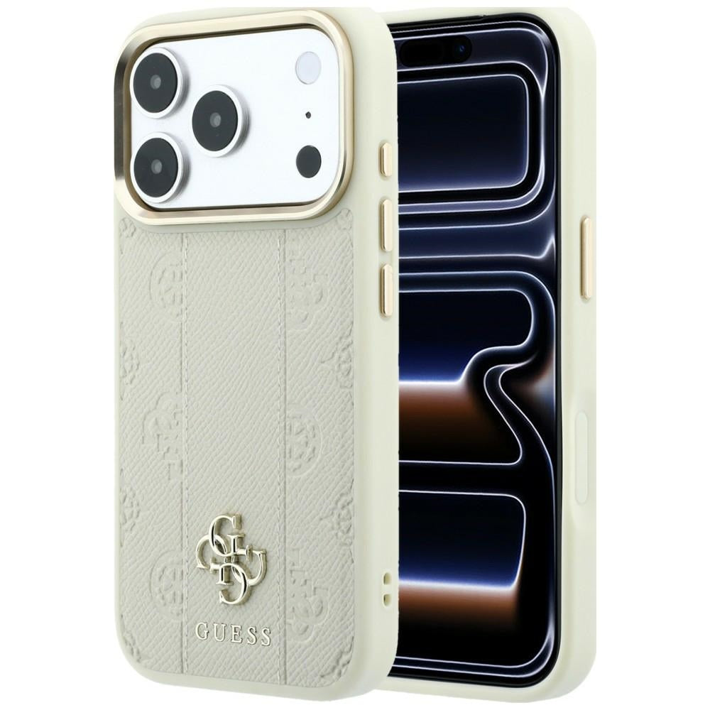 Etui MagSafe do Apple iPhone 18 Pro Max / 17 Pro Max, Guess, Stripe Peony 4G, Beż
