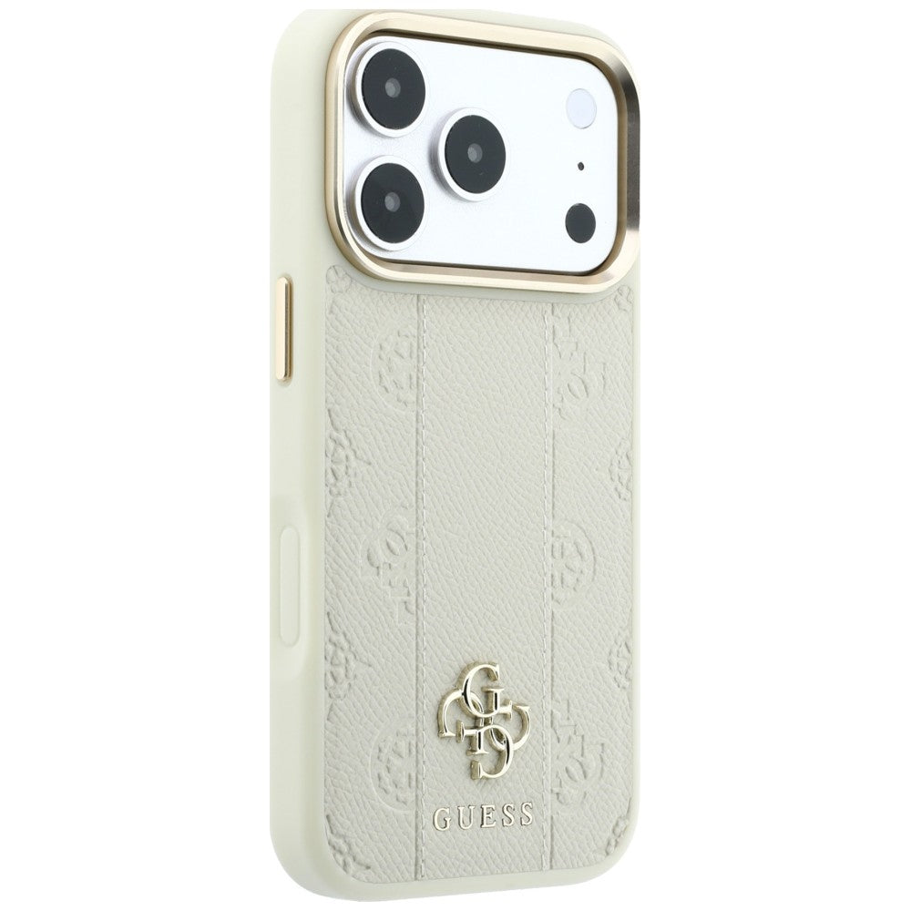 Etui MagSafe do Apple iPhone 18 Pro Max / 17 Pro Max, Guess, Stripe Peony 4G, Beż