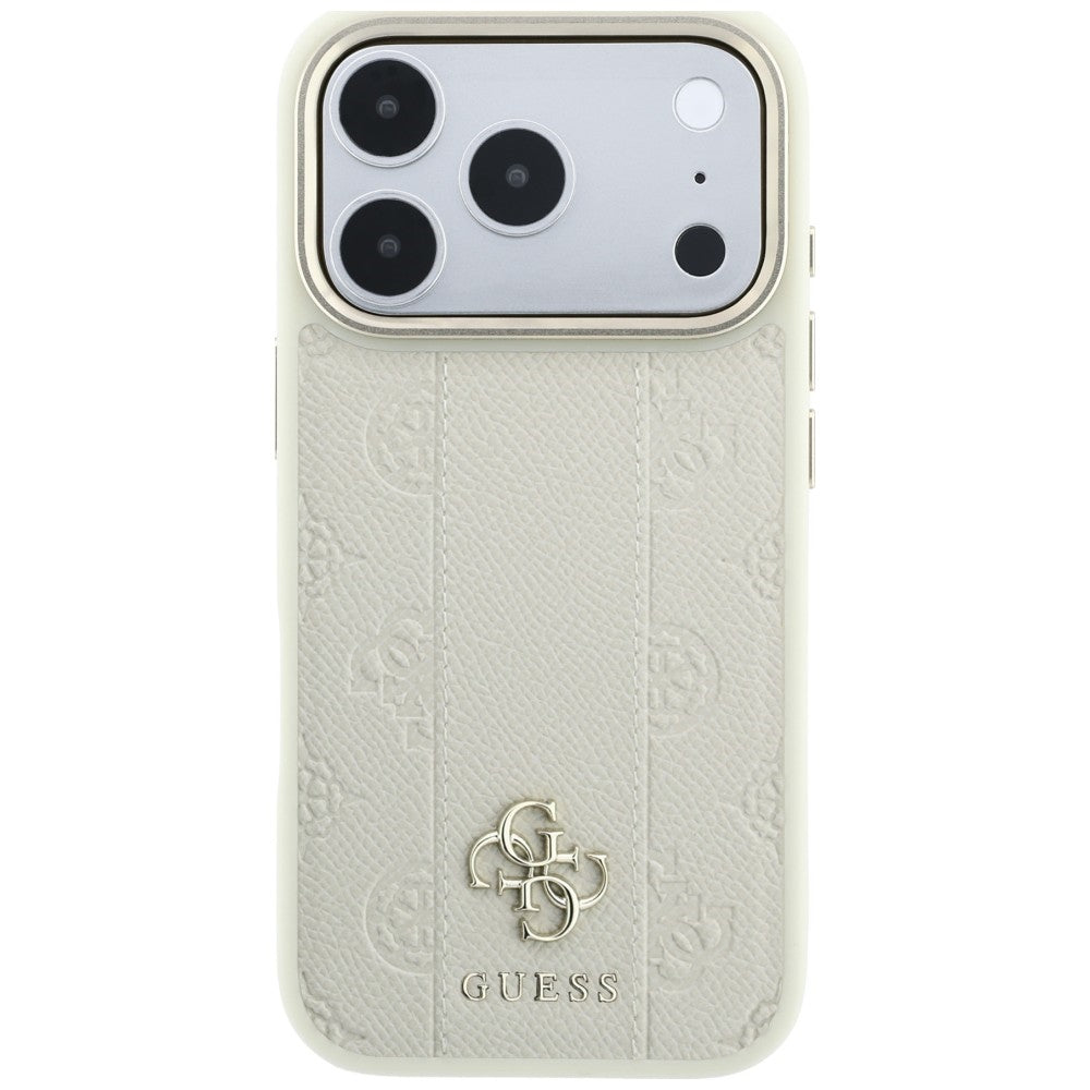 Etui MagSafe do Apple iPhone 18 Pro Max / 17 Pro Max, Guess, Stripe Peony 4G, Beż