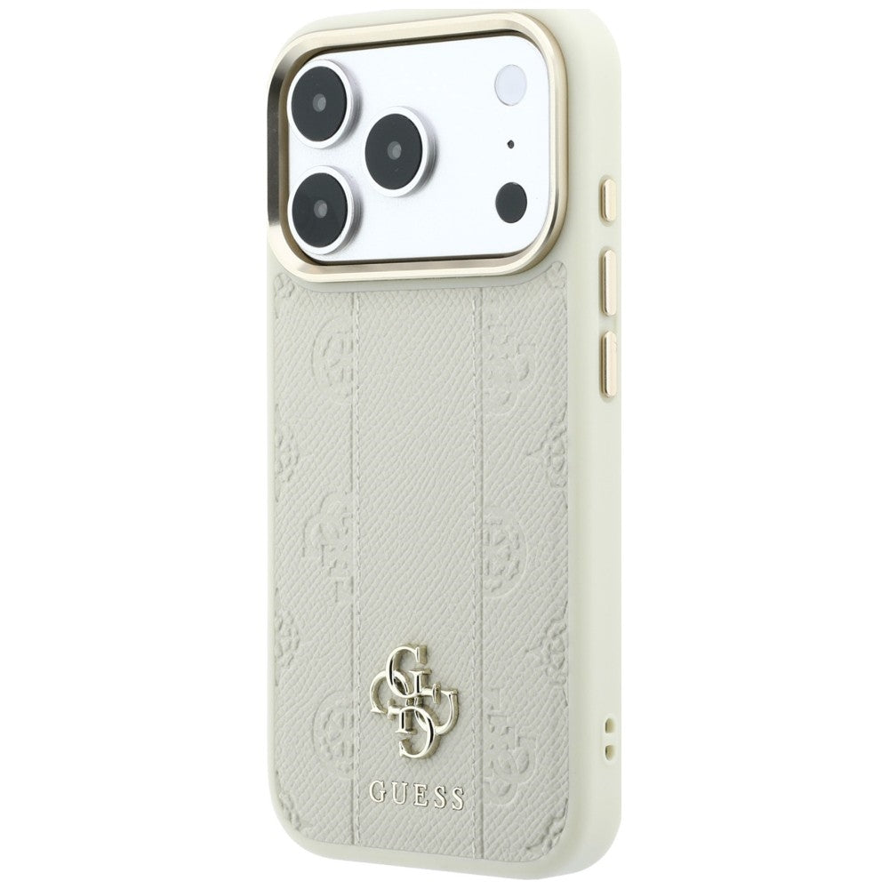 Etui MagSafe do Apple iPhone 18 Pro Max / 17 Pro Max, Guess, Stripe Peony 4G, Beż