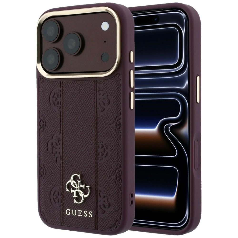 Etui MagSafe do Apple iPhone 18 Pro Max / 17 Pro Max, Guess, Stripe Peony 4G, Wiśniowy