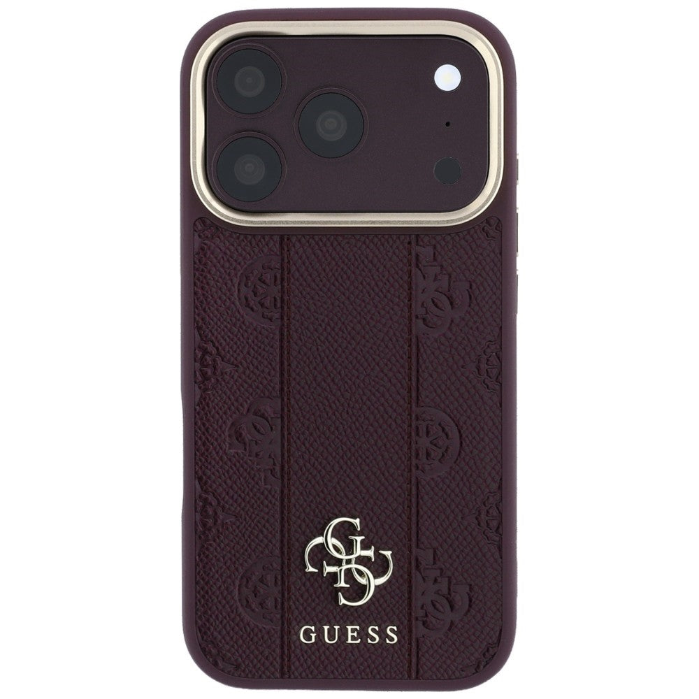 Etui MagSafe do Apple iPhone 18 Pro Max / 17 Pro Max, Guess, Stripe Peony 4G, Wiśniowy