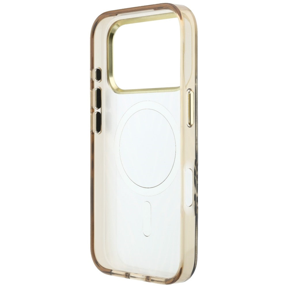 Etui MagSafe do Apple iPhone 18 Pro Max / 17 Pro Max, Guess, Zebra Glitter Triangle Logo, Złote