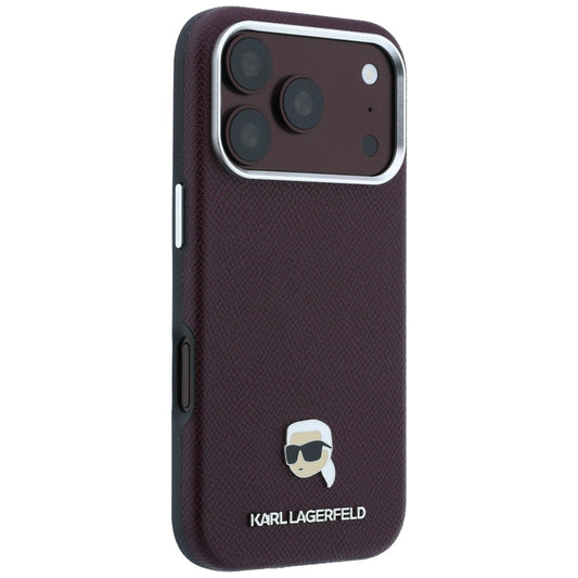 Etui MagSafe do Apple iPhone 18 Pro Max / 17 Pro Max, Karl Lagerfeld, Metalowa Głowa Karla z fakturą, Bordowy