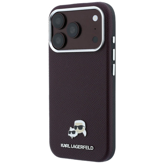 MagSafe Case for Apple iPhone 18 Pro Max / 17 Pro Max, Karl Lagerfeld, Grained KC Heads, Burgundy
