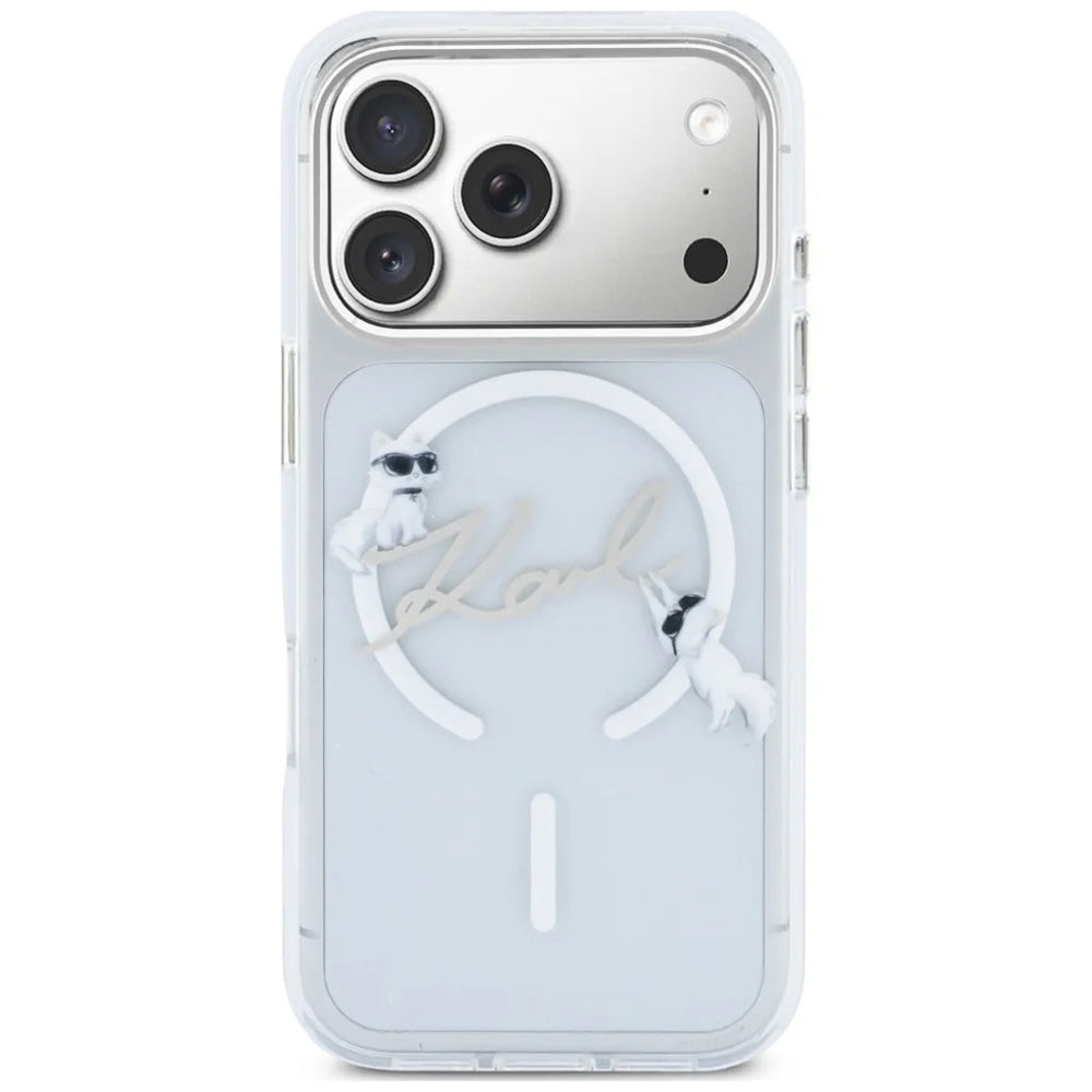 Etui MagSafe do Apple iPhone 18 Pro Max / 17 Pro Max, Karl Lagerfeld, IML Choupette Karl Script Logo, Przezroczyste