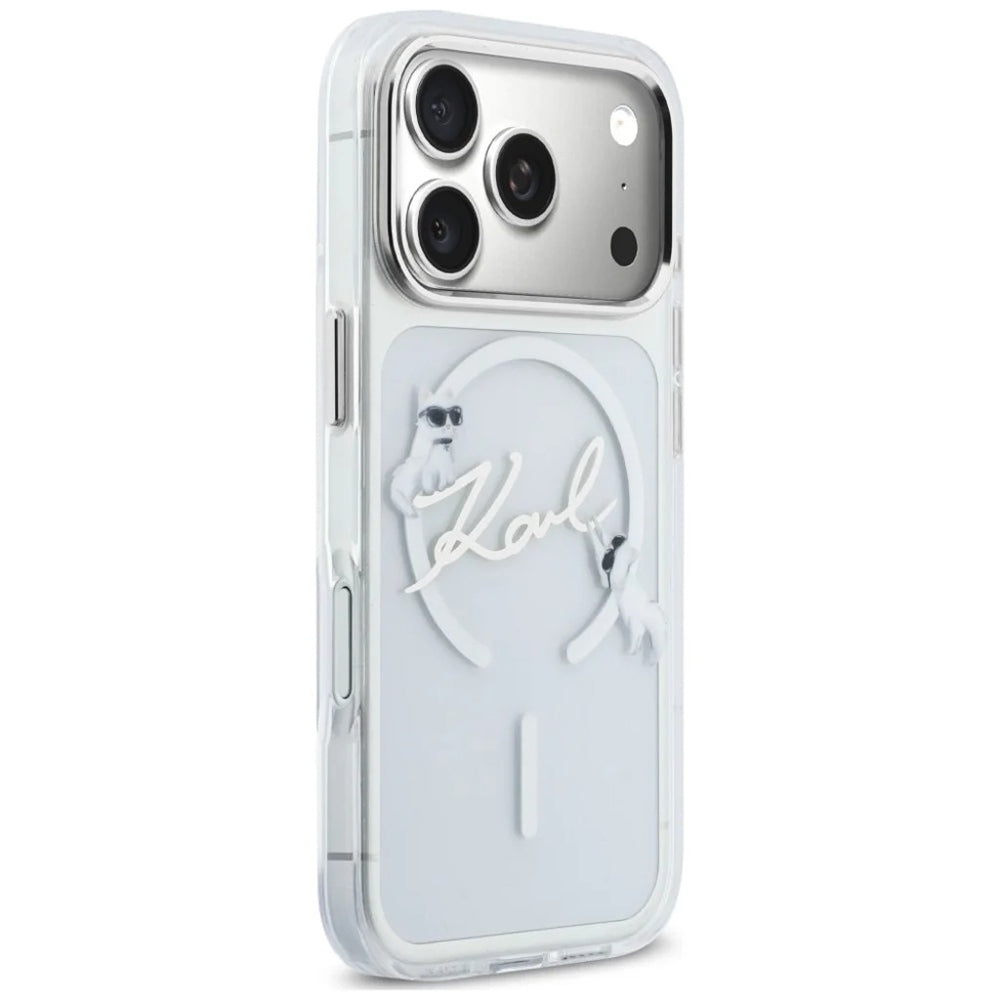 Etui MagSafe do Apple iPhone 18 Pro Max / 17 Pro Max, Karl Lagerfeld, IML Choupette Karl Script Logo, Przezroczyste