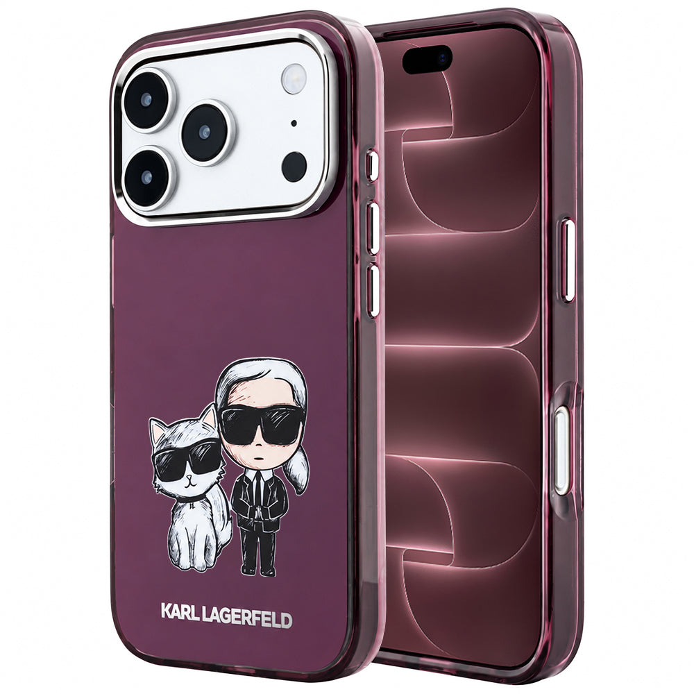 Etui MagSafe do Apple iPhone 18 Pro Max / 17 Pro Max, Karl Lagerfeld, IML KC Bodies Sketch Print, Wiśniowy