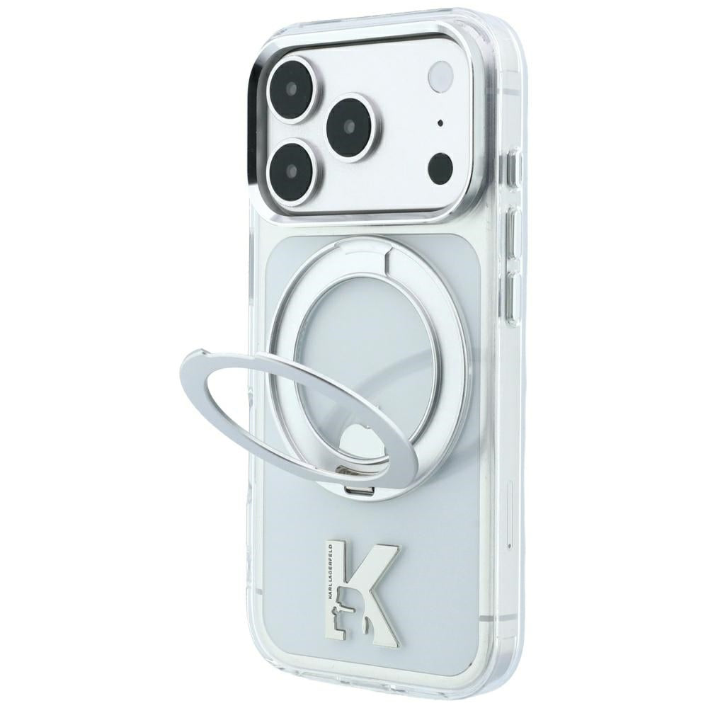 Etui MagSafe dla Apple iPhone 18 Pro Max / 17 Pro Max, Karl Lagerfeld, IML Ring Stand Kameo Metal, Przezroczyste