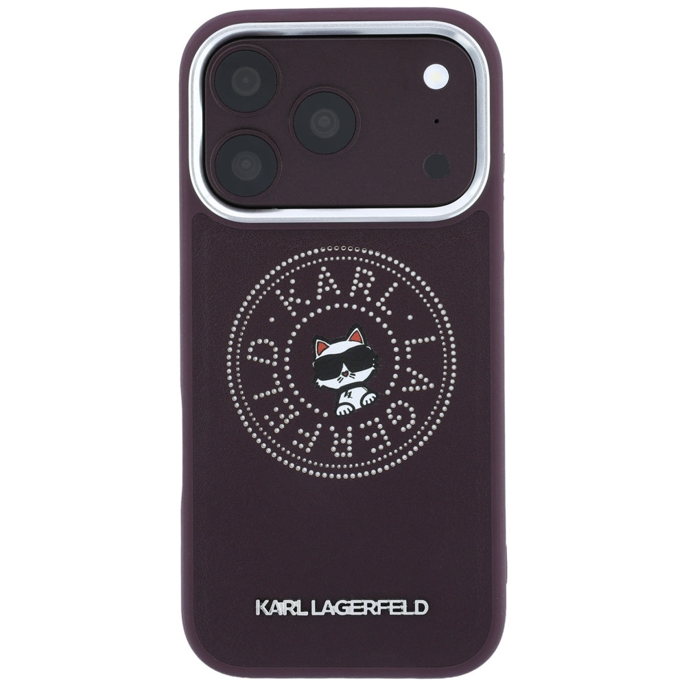 Etui MagSafe do Apple iPhone 18 Pro Max / 17 Pro Max, Karl Lagerfeld, Point and Choupette Sketch, Wiśniowy