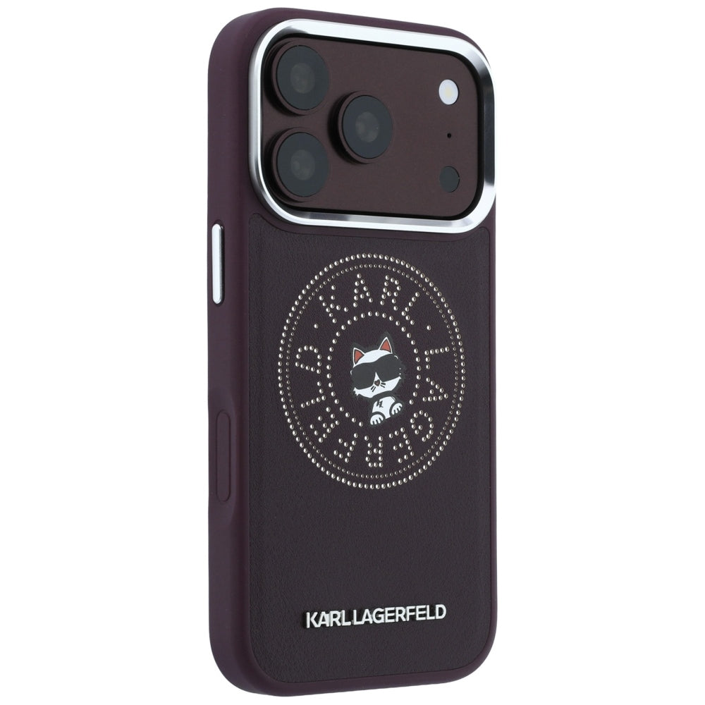 Etui MagSafe do Apple iPhone 18 Pro Max / 17 Pro Max, Karl Lagerfeld, Point and Choupette Sketch, Wiśniowy