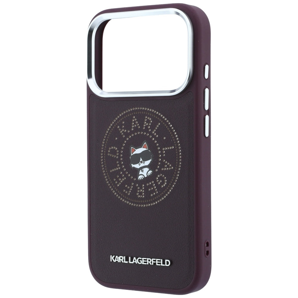 Etui MagSafe do Apple iPhone 18 Pro Max / 17 Pro Max, Karl Lagerfeld, Point and Choupette Sketch, Wiśniowy