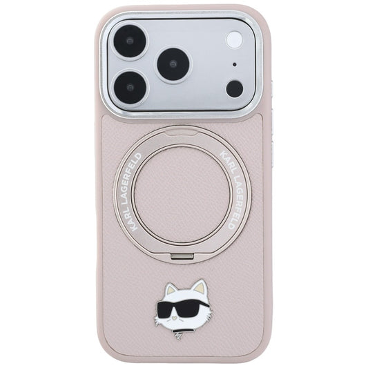 Etui MagSafe do Apple iPhone 18 Pro Max / 17 Pro Max, Karl Lagerfeld, Ring Stand 360 Choupette Pin, różowe