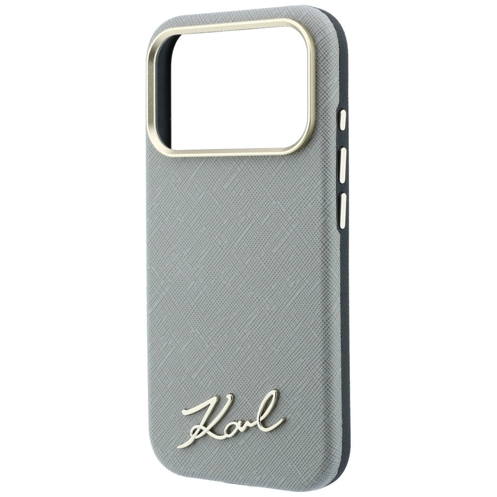 Etui MagSafe do Apple iPhone 18 Pro Max / 17 Pro Max, Karl Lagerfeld, Saffiano Small Script Metal Logo, Beż
