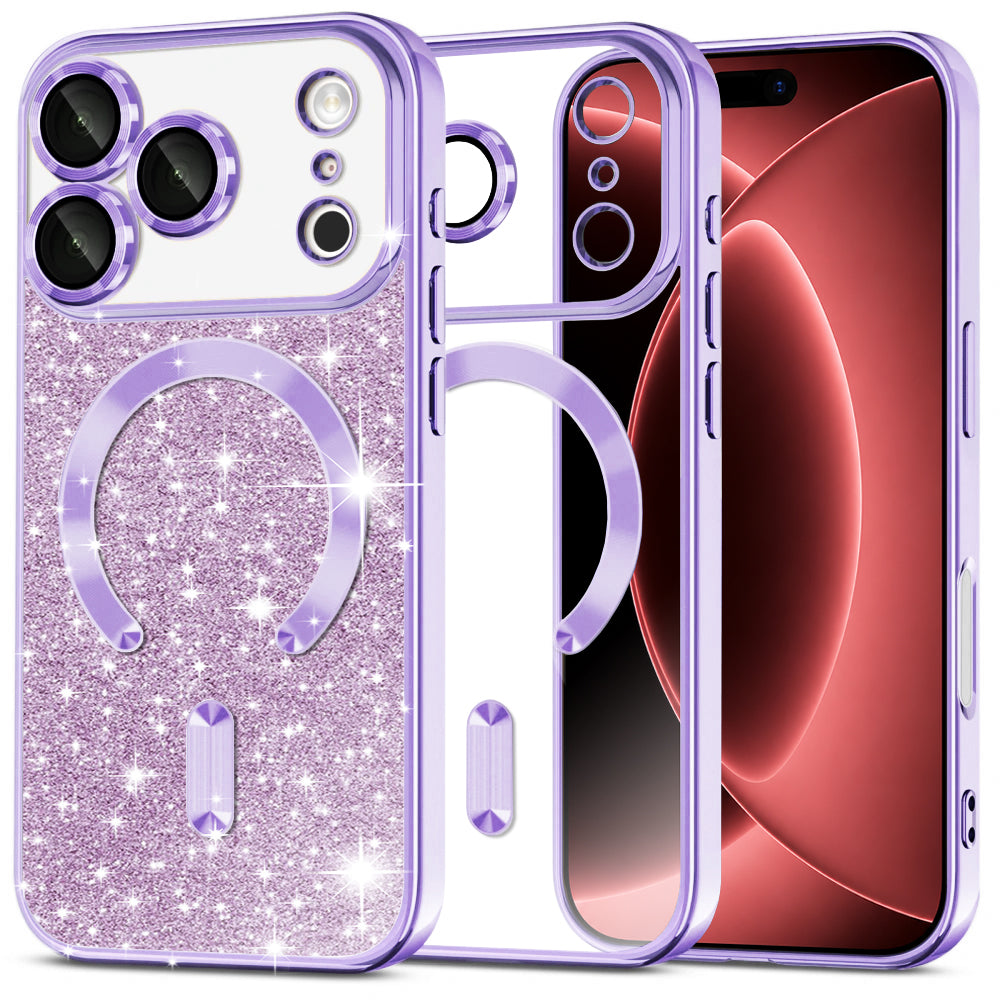 Etui MagSafe do Apple iPhone 18 Pro Max / 17 Pro Max, Techsuit, Luxury Glitter, Jasny Fiolet