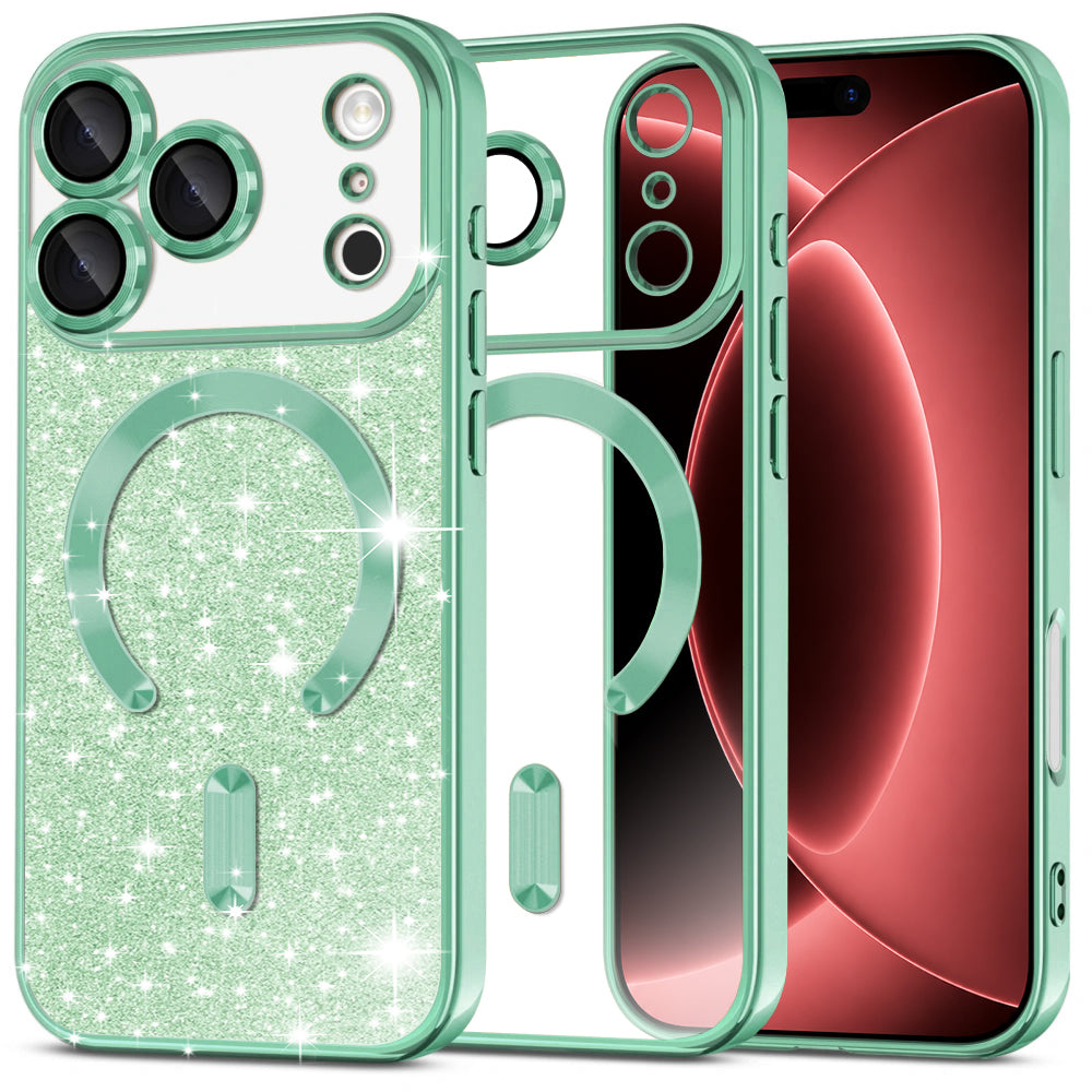 Etui MagSafe do Apple iPhone 18 Pro Max / 17 Pro Max, Techsuit, Luxury Glitter, Jasnozielony