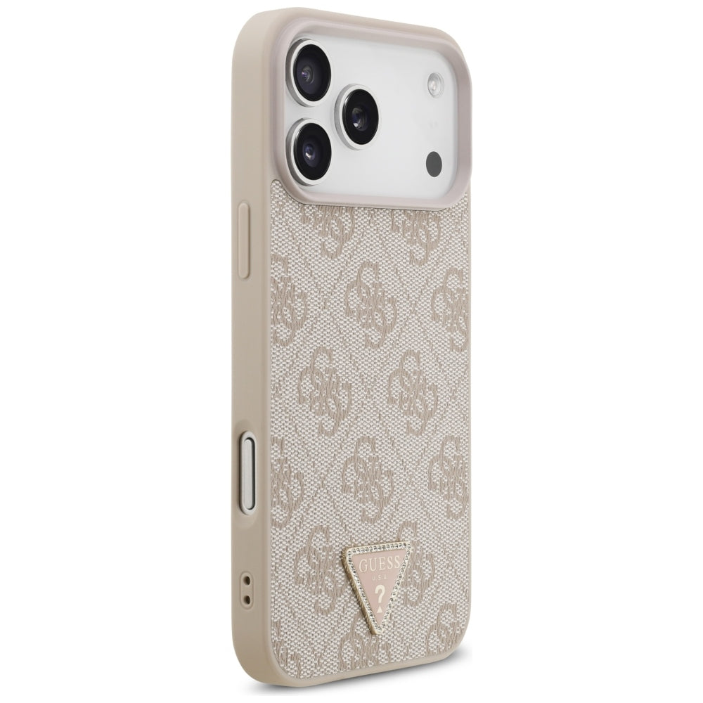 Etui MagSafe do Apple iPhone 18 Pro Max, Guess, 4G Triangle Strass, Różowe