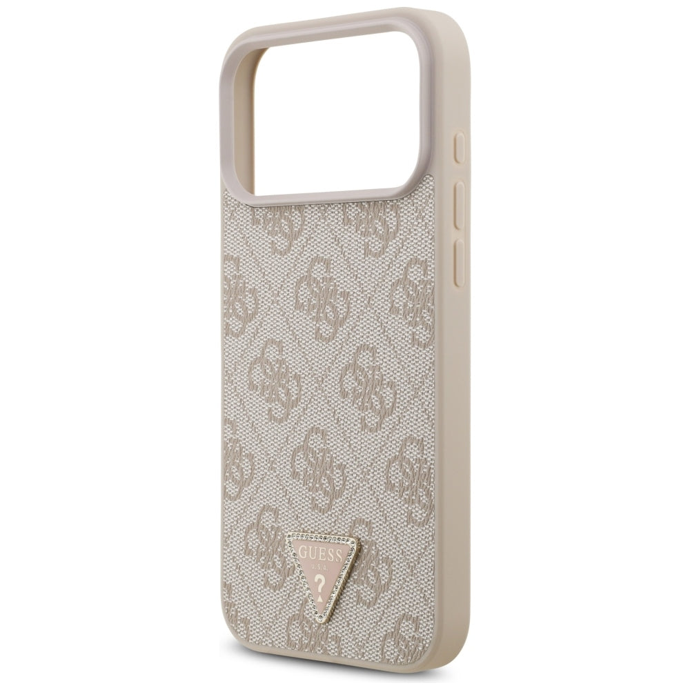 Etui MagSafe do Apple iPhone 18 Pro Max, Guess, 4G Triangle Strass, Różowe