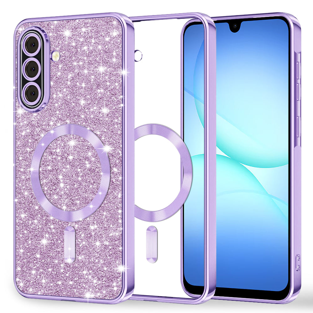 Etui MagSafe do Samsung Galaxy A17 4G / A17 5G, Techsuit, Luxury Glitter, Jasny Fiolet
