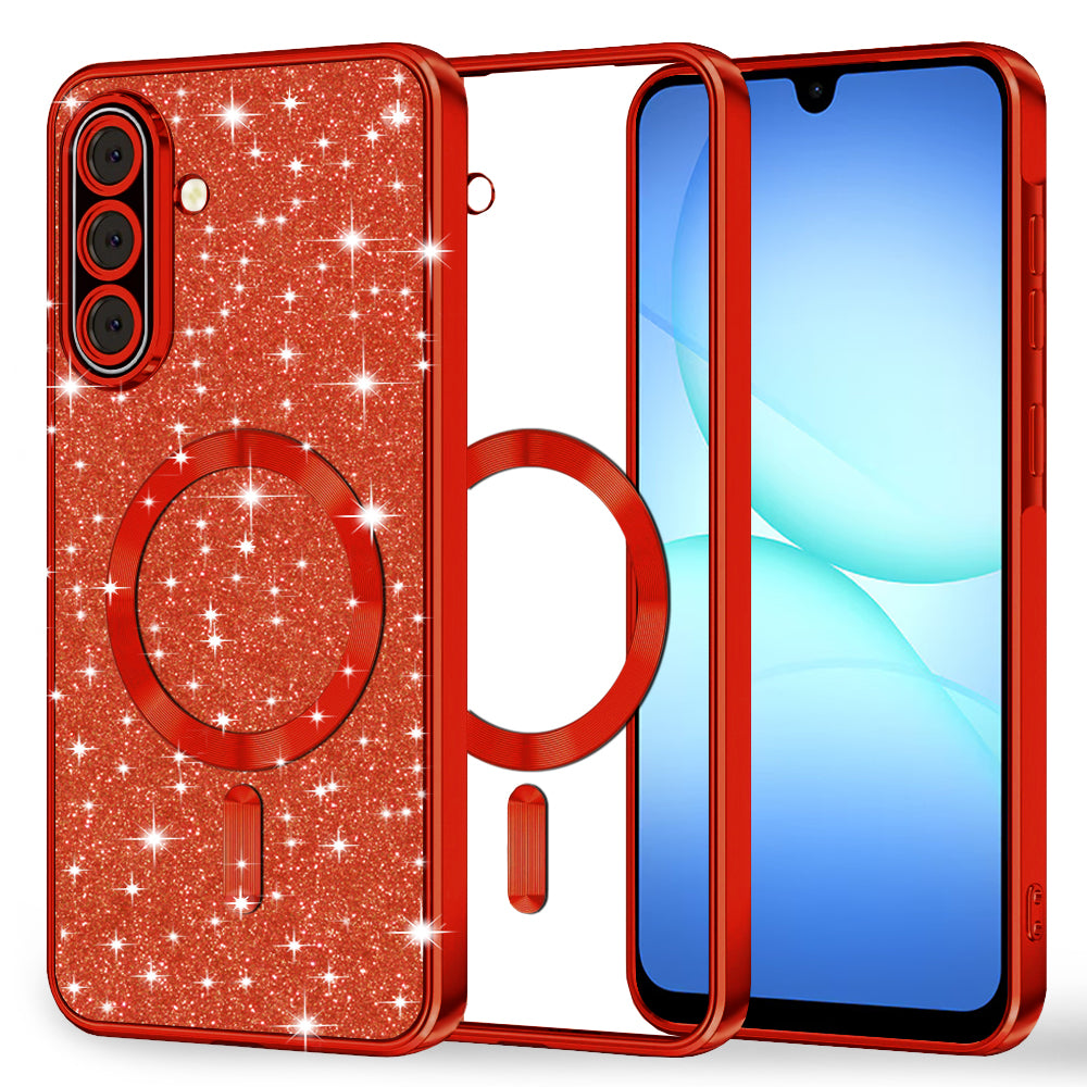 Etui MagSafe do Samsung Galaxy A17 4G / A17 5G, Techsuit, Luxury Glitter, Czerwone