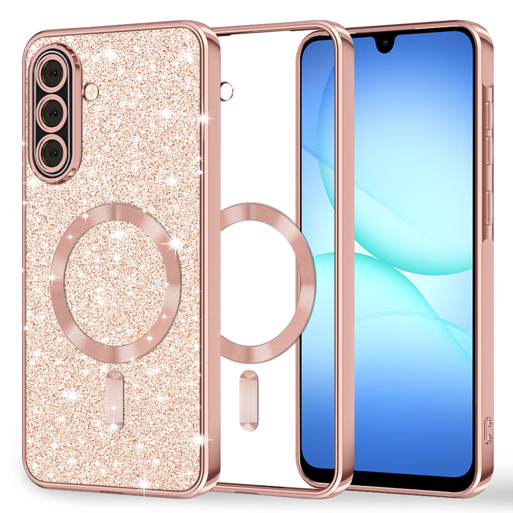 Etui MagSafe do Samsung Galaxy A17 4G / A17 5G, Techsuit, Luxury Glitter, Różowe