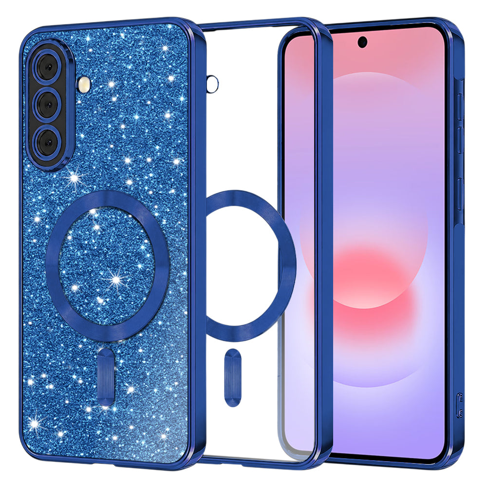 Etui MagSafe do Samsung Galaxy A37 5G, Techsuit, Luxury Glitter, Ciemnoniebieskie