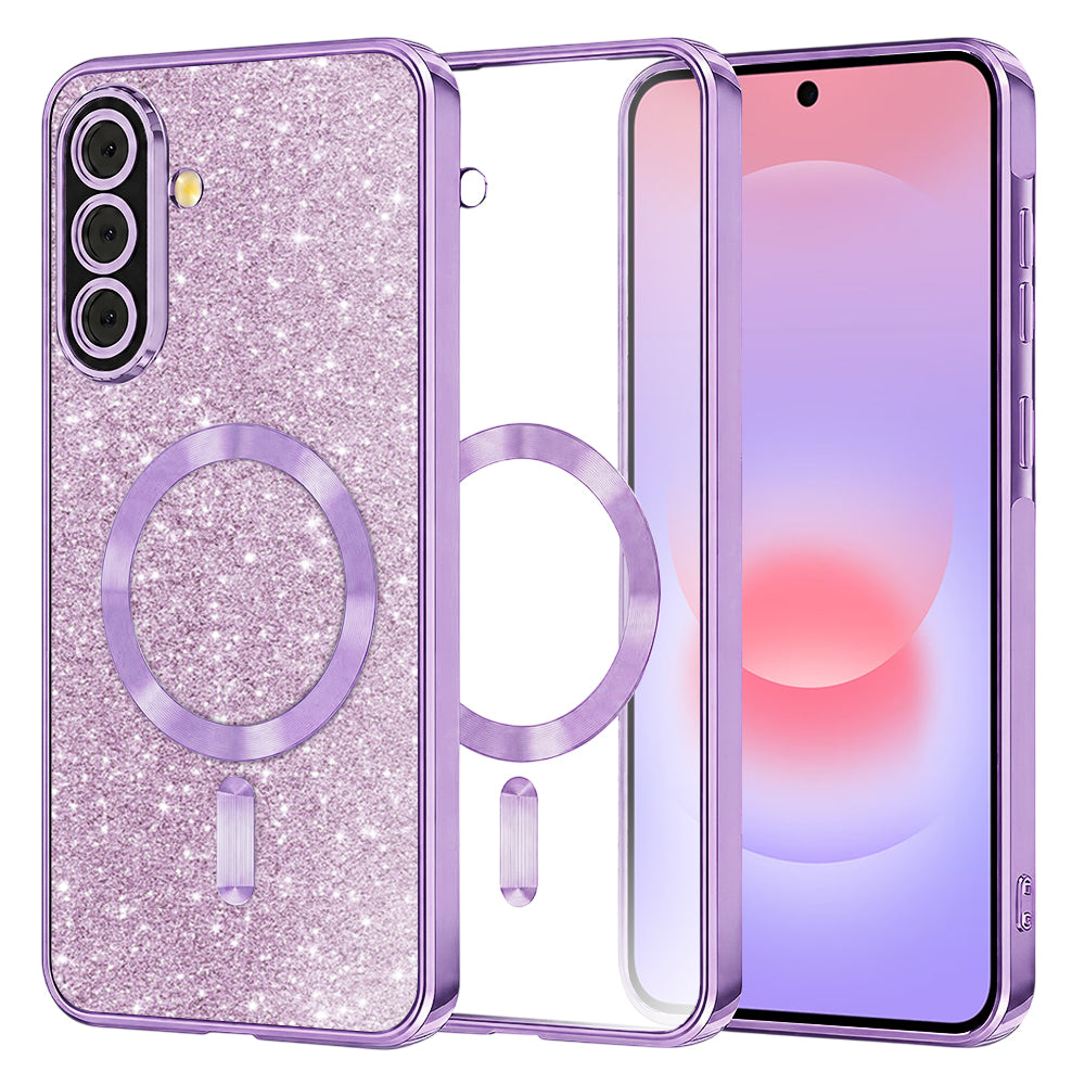 Etui MagSafe do Samsung Galaxy A37 5G, Techsuit, Luxury Glitter, Jasny Fiolet
