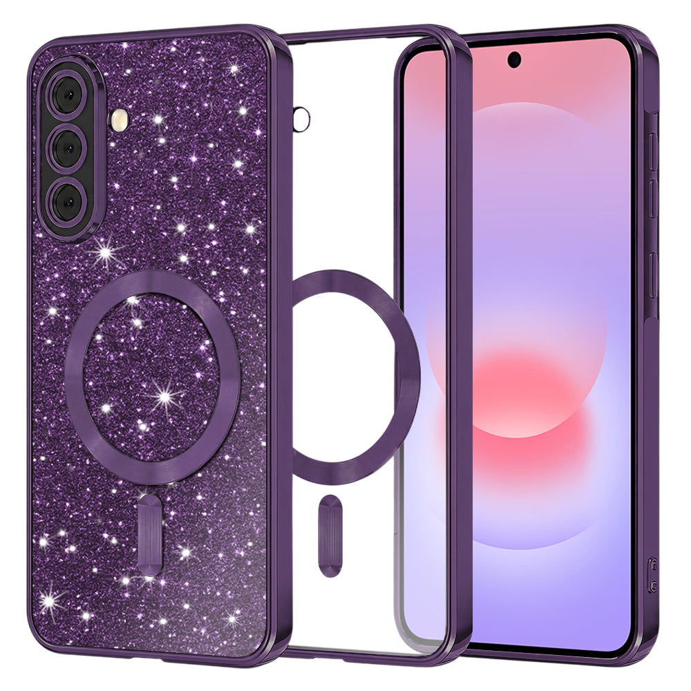 Etui MagSafe do Samsung Galaxy A37 5G, Techsuit, Luxury Glitter, Ciemny Fiolet
