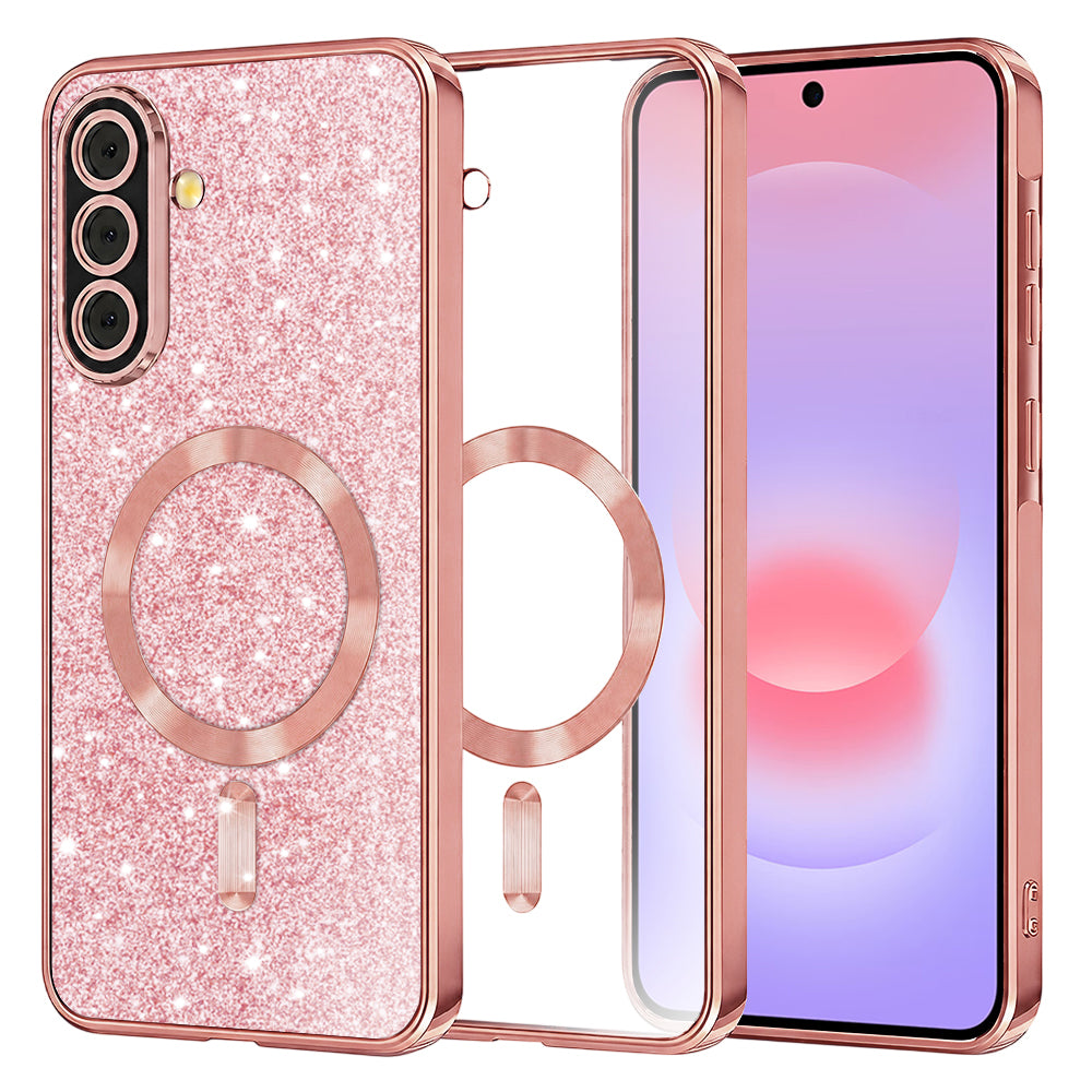 Etui MagSafe do Samsung Galaxy A37 5G, Techsuit, Luxury Glitter, Różowe Złoto