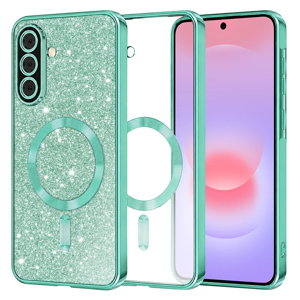 Etui MagSafe do Samsung Galaxy A37 5G, Techsuit, Luxury Glitter, Jasnozielony