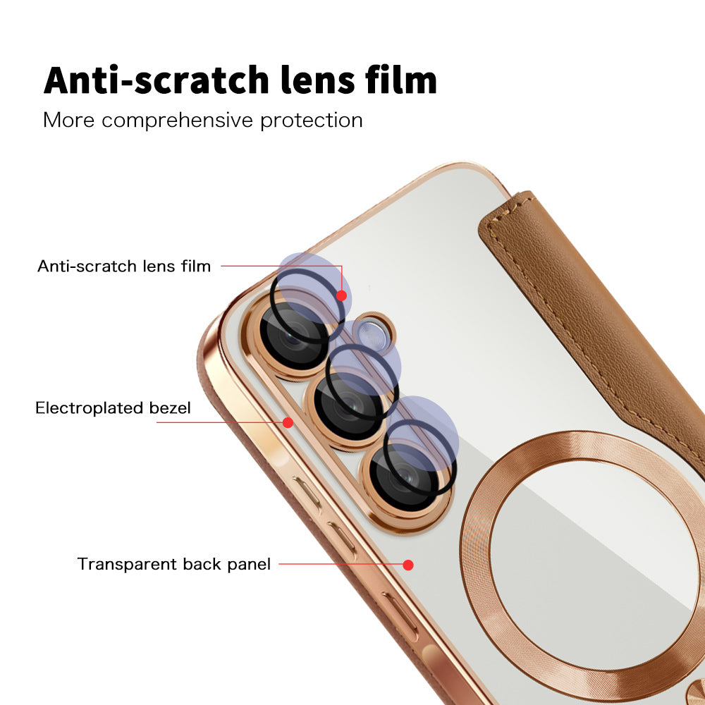 MagSafe Case for Samsung Galaxy A37 5G, Techsuit, SmartMag Book, Brown