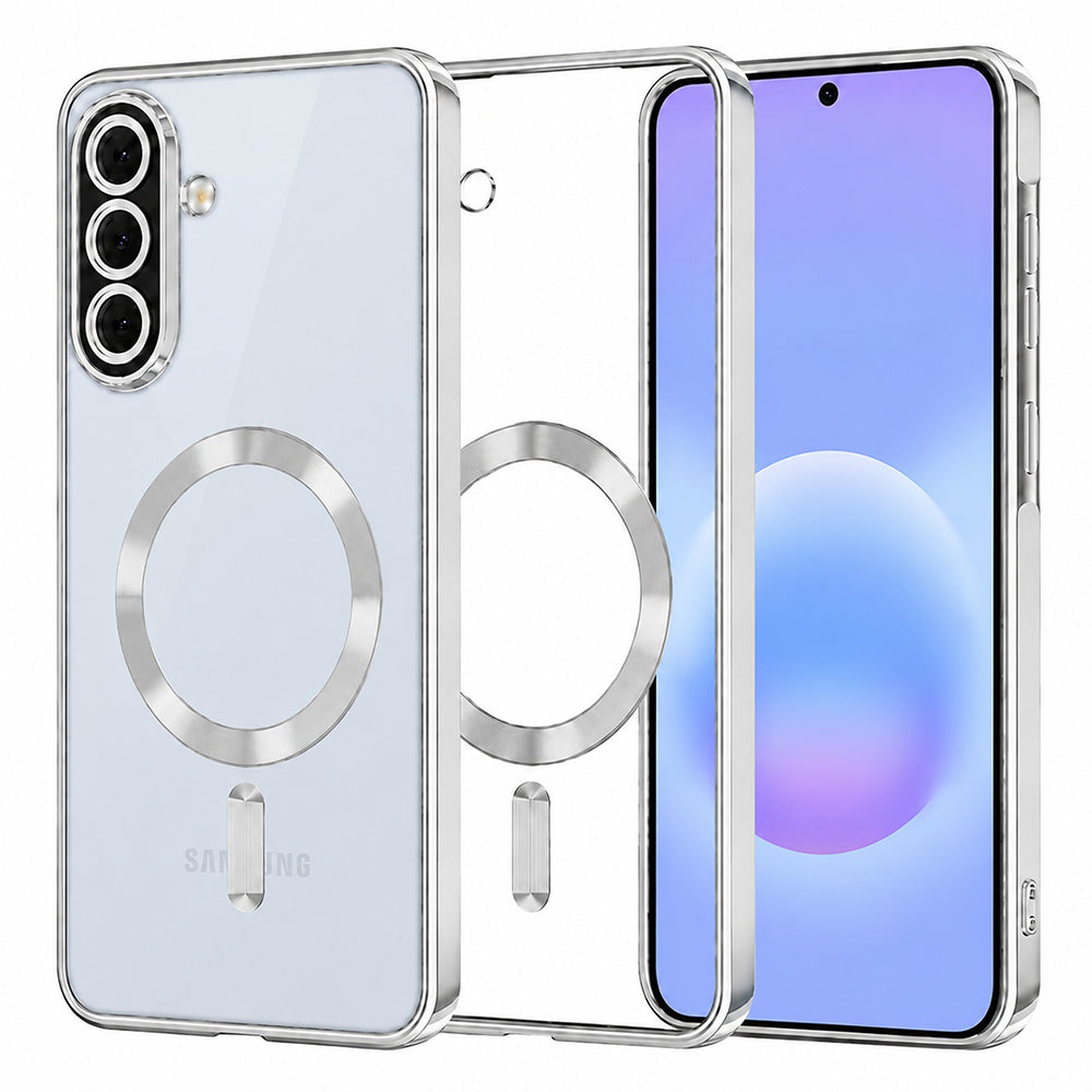 Etui MagSafe do Samsung Galaxy A57 5G, Techsuit, Luxury Crystal, Srebrne