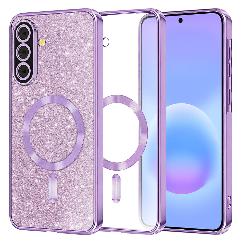 Etui MagSafe do Samsung Galaxy A57 5G, Techsuit, Luxury Glitter, Jasny Fiolet