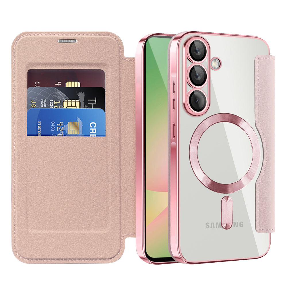 Etui MagSafe dla Samsung Galaxy A57 5G, Techsuit, SmartMag Book, Różowy