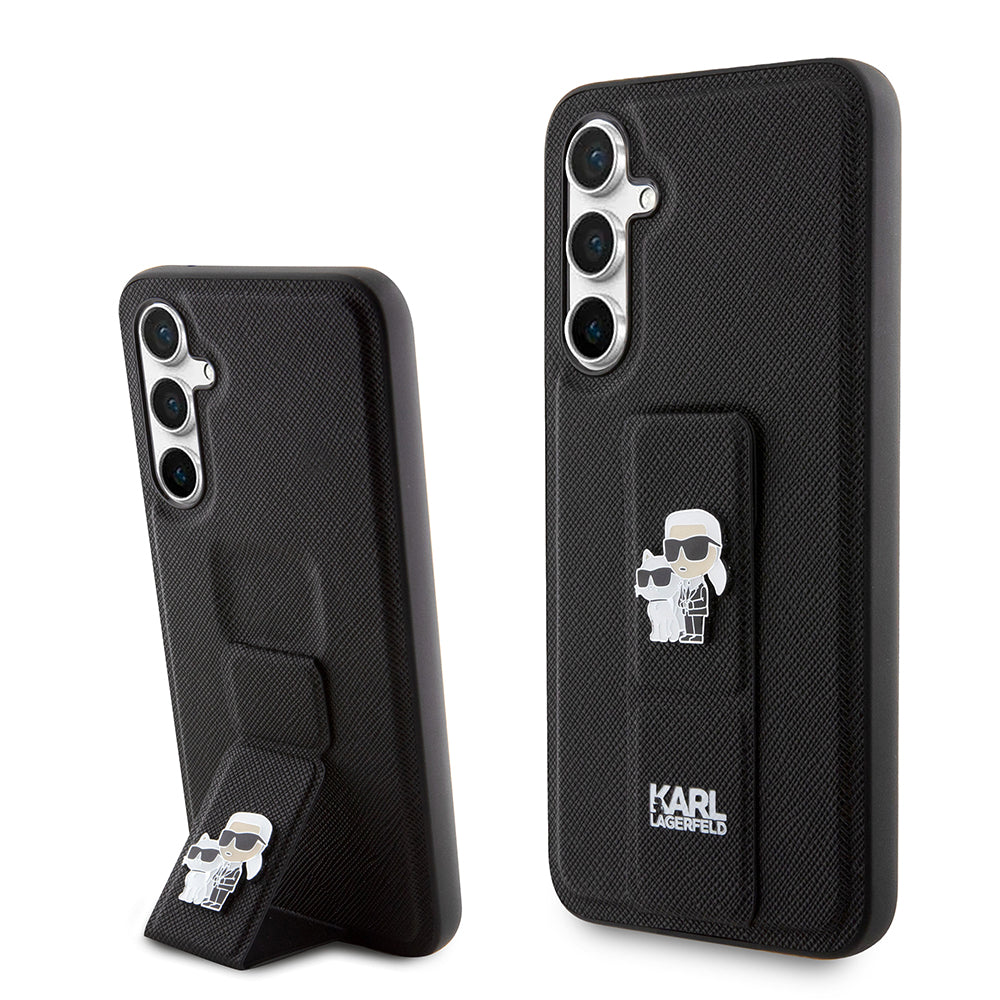 Etui MagSafe dla Samsung Galaxy S23 FE S711, Karl Lagerfeld, Saffiano Gripstand Karl & Choupette, Niebieskie.