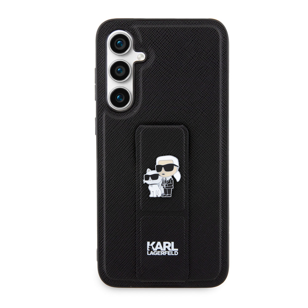 Etui MagSafe dla Samsung Galaxy S23 FE S711, Karl Lagerfeld, Saffiano Gripstand Karl & Choupette, Niebieskie.