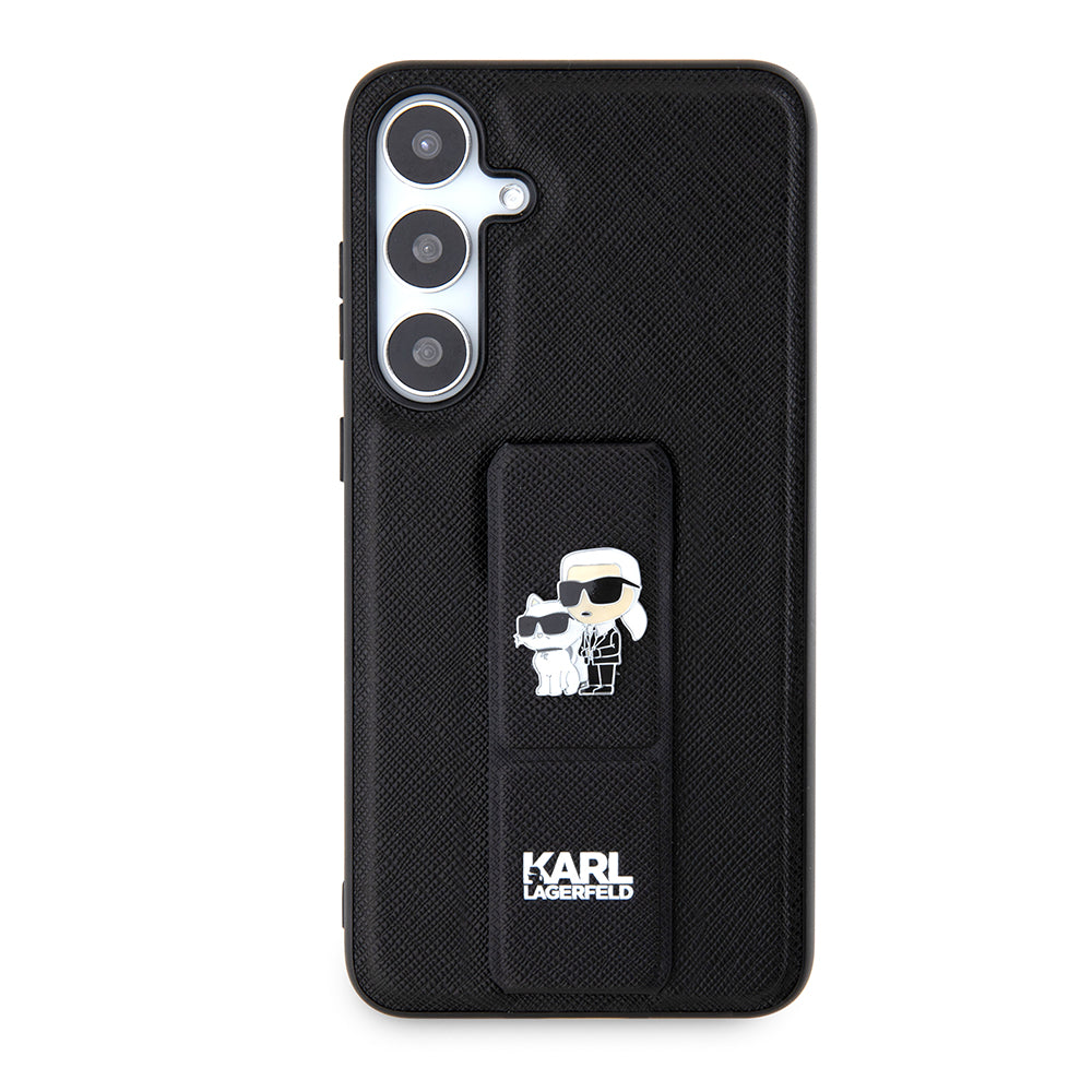 Etui MagSafe dla Samsung Galaxy S24+ S926, Karl Lagerfeld, Saffiano Gripstand Karl & Choupette, Czarne