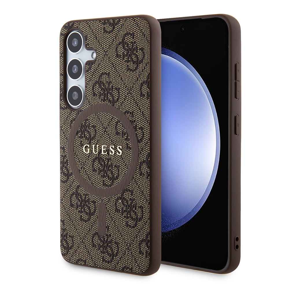 MagSafe Case for Samsung Galaxy S24 S921, Guess, 4G Collection, Brown