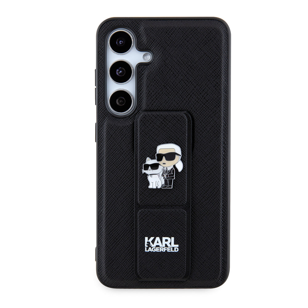 Etui MagSafe dla Samsung Galaxy S24 S921, Karl Lagerfeld, Saffiano Gripstand Karl & Choupette, Czarne.
