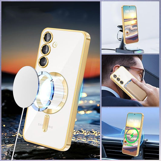 Etui MagSafe do Samsung Galaxy S24 S921, Techsuit, Luxury Crystal, Złote