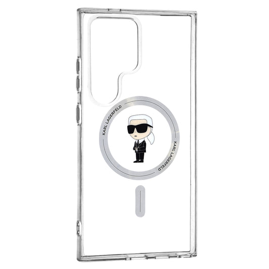 Etui MagSafe dla Samsung Galaxy S24 Ultra S928, Karl Lagerfeld, IML Ikonik Karl, Przezroczyste
