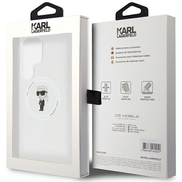Etui MagSafe dla Samsung Galaxy S24 Ultra S928, Karl Lagerfeld, IML Ikonik Karl, Przezroczyste