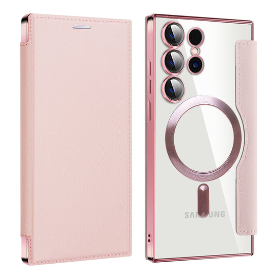MagSafe Case for Samsung Galaxy S24 Ultra S928, Techsuit, SmartMag Book, Pink