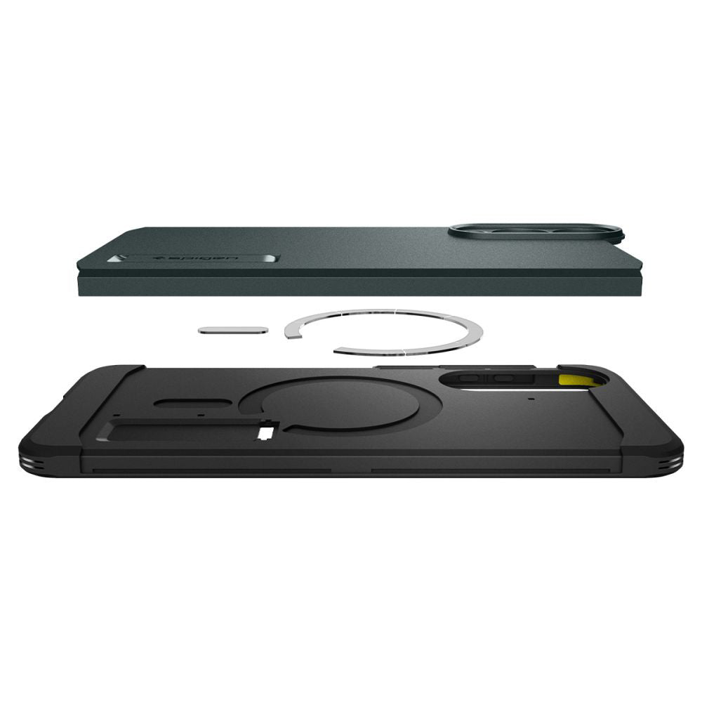 Etui MagSafe dla Samsung Galaxy S25 Edge S937, Spigen, Tough Armor, Zielony ACS09424