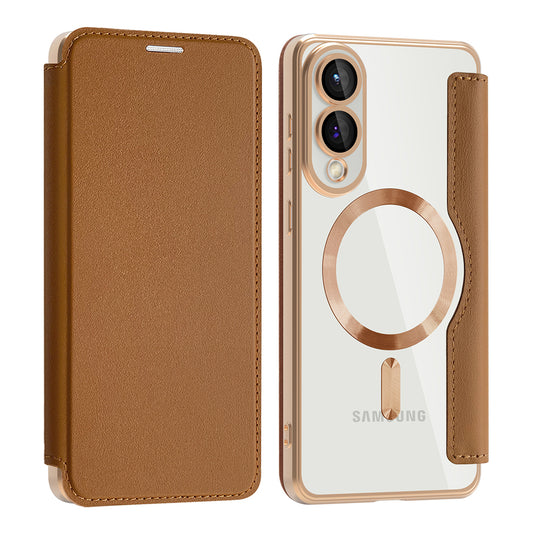 Etui MagSafe do Samsung Galaxy S25 Edge S937, Techsuit, SmartMag Book, Brązowe