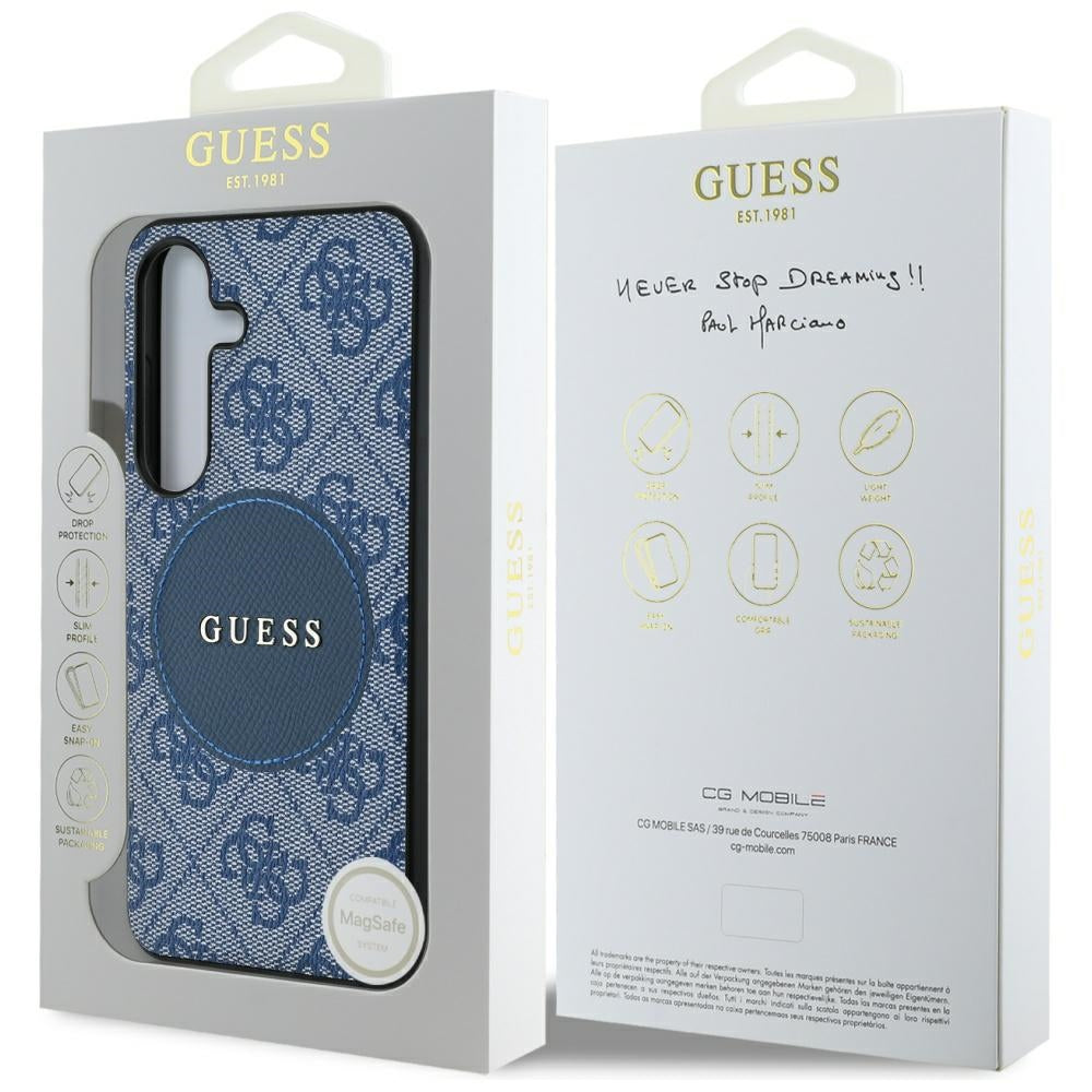 Etui MagSafe dla Samsung Galaxy S25+ S936, Guess, 4G Circle Classic Logo, Niebieskie