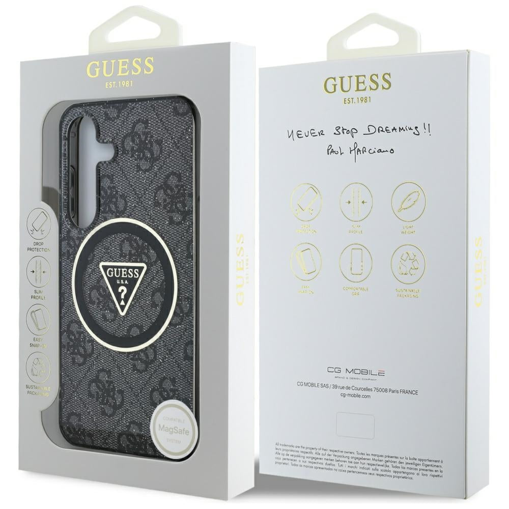 Etui MagSafe dla Samsung Galaxy S25+ S936, Guess, IML Glitter 4G Circle Triangle, Czarne