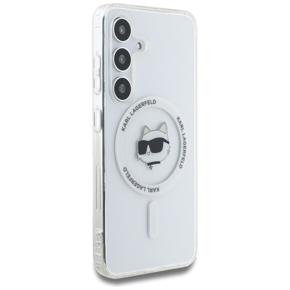 Etui MagSafe dla Samsung Galaxy S25+ S936, Karl Lagerfeld, IML Choupette's Head, Białe.